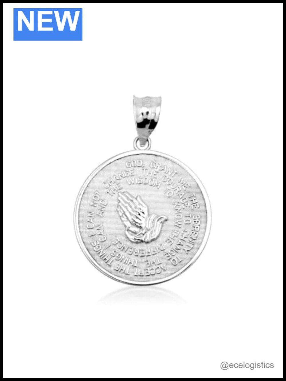 Sterling Silver Serenity Prayer Pendant 1.15 Inches